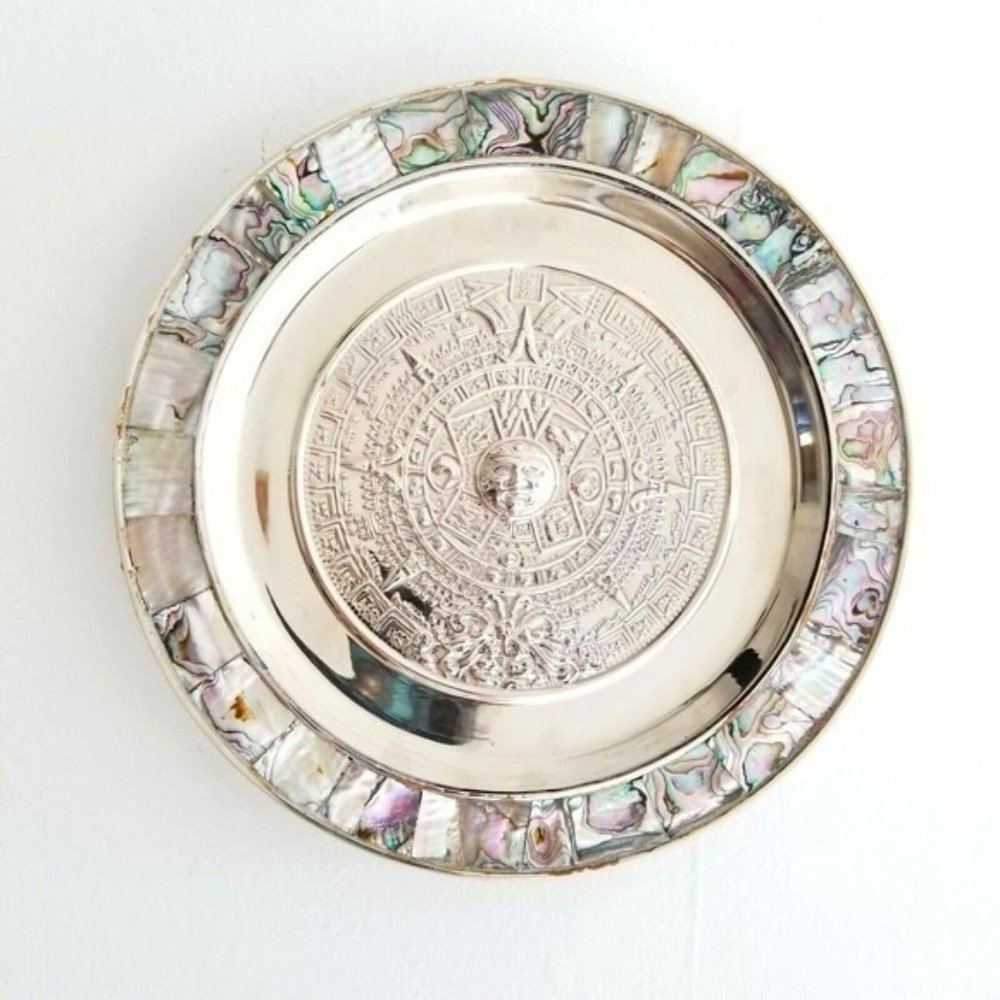 South American Azetec Mayan Abalone Shell Wall Calendar Artwork